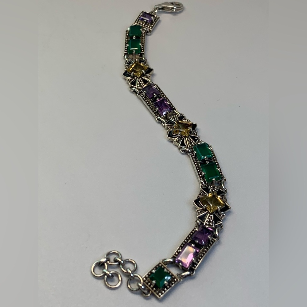 Nicky Butler Rare Sterling w/Faceted Citrine, Amethyst Green Chalcedony Bracelet - Picture 13 of 15